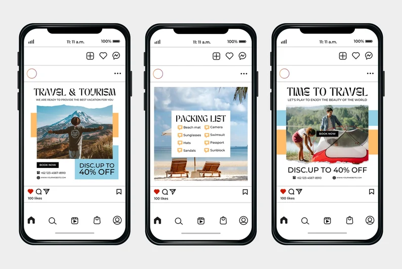 100+ Travel Canva Instagram Templates Pack - Image 4