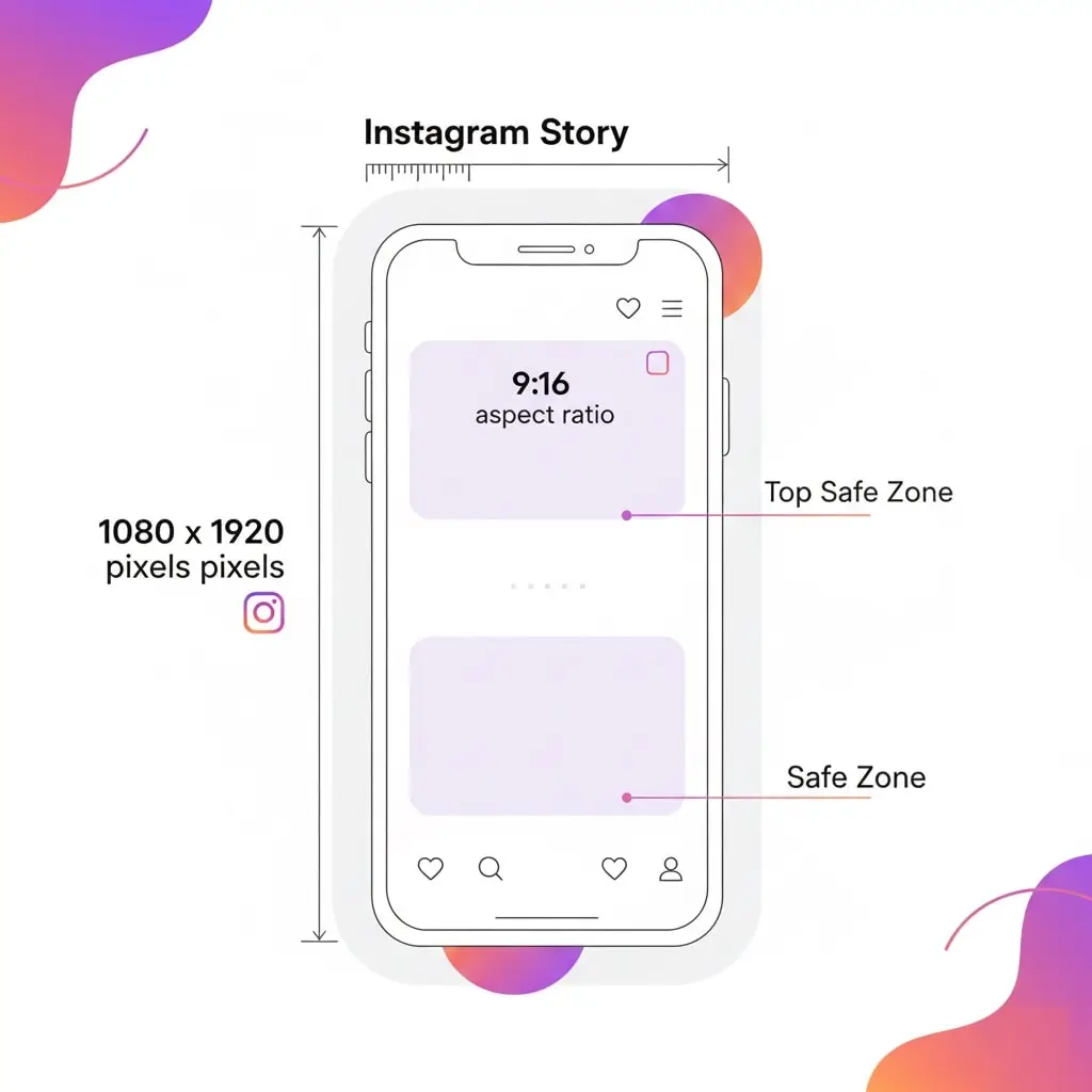 Instagram Story template dimensions and specifications - 1080x1920 pixels technical requirements