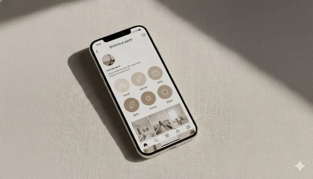 Minimalist Instagram highlight names ideas with clean aesthetic