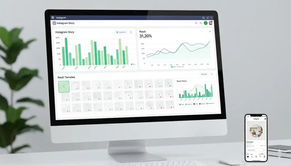 Analytics dashboard showing Instagram story template performance metrics and engagement data