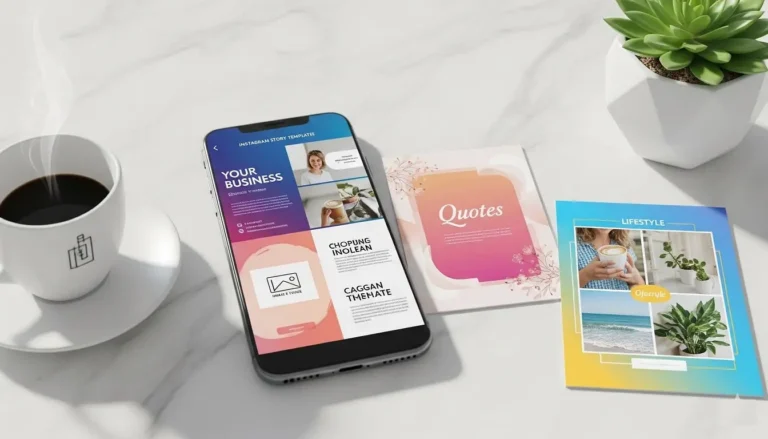 Collection of colorful Instagram story templates displayed on smartphone screen